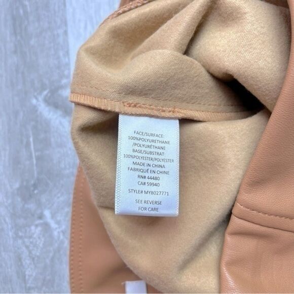 Tan Leather Mini Skirt L - Picture 5 of 6